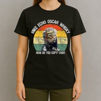 Funny Cat Pilot Mike Echo Oscar Whisky How Do You Copy Meow T-Shirt