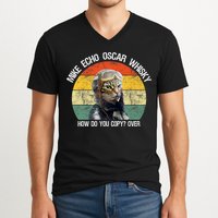 Funny Cat Pilot Mike Echo Oscar Whisky How Do You Copy Meow V-Neck T-Shirt