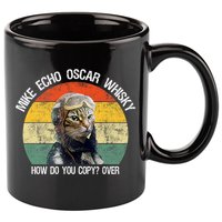 Funny Cat Pilot Mike Echo Oscar Whisky How Do You Copy Meow 11oz C Handle Ceramic Mug