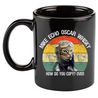 Funny Cat Pilot Mike Echo Oscar Whisky How Do You Copy Meow 11oz C Handle Ceramic Mug