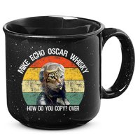 Funny Cat Pilot Mike Echo Oscar Whisky How Do You Copy Meow 15oz Campfire Ceramic Mug