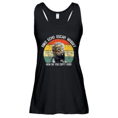 Funny Cat Pilot Mike Echo Oscar Whisky How Do You Copy Meow Ladies Essential Flowy Tank