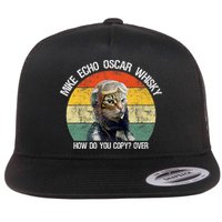 Funny Cat Pilot Mike Echo Oscar Whisky How Do You Copy Meow Flatbill Hat