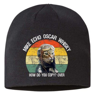 Funny Cat Pilot Mike Echo Oscar Whisky How Do You Copy Meow Sustainable Beanie