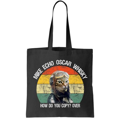 Funny Cat Pilot Mike Echo Oscar Whisky How Do You Copy Meow Bag