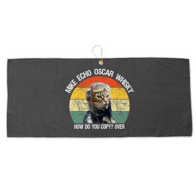 Funny Cat Pilot Mike Echo Oscar Whisky How Do You Copy Meow Large Microfiber Waffle Golf Towel