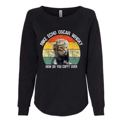 Funny Cat Pilot Mike Echo Oscar Whisky How Do You Copy Meow Womens California Wash Sweatshirt