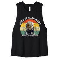 Funny Cat Pilot Mike Echo Oscar Whisky How Do You Copy Meow Women's Racerback Cropped Tank