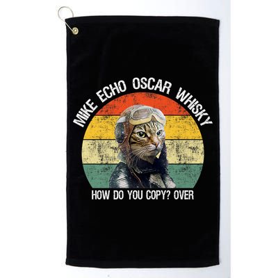 Funny Cat Pilot Mike Echo Oscar Whisky How Do You Copy Meow Golf Towel