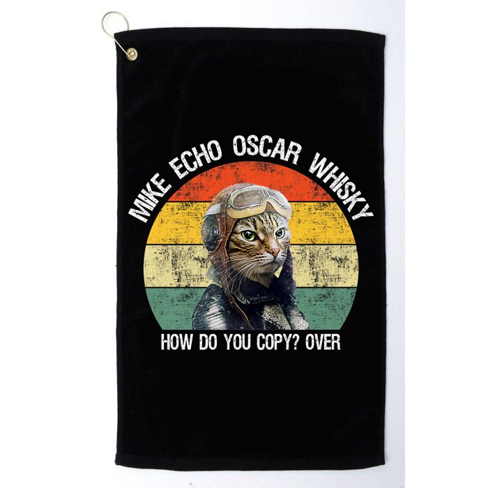 Funny Cat Pilot Mike Echo Oscar Whisky How Do You Copy Meow Golf Towel