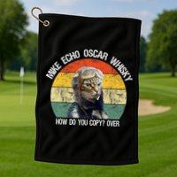 Funny Cat Pilot Mike Echo Oscar Whisky How Do You Copy Meow Golf Towel