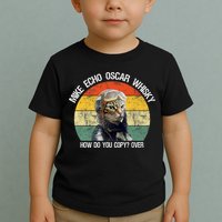 Funny Cat Pilot Mike Echo Oscar Whisky How Do You Copy Meow Toddler T-Shirt