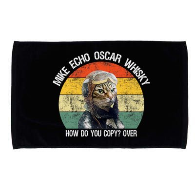 Funny Cat Pilot Mike Echo Oscar Whisky How Do You Copy Meow Microfiber Hand Towel