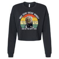 Funny Cat Pilot Mike Echo Oscar Whisky How Do You Copy Meow Cropped Pullover Crew