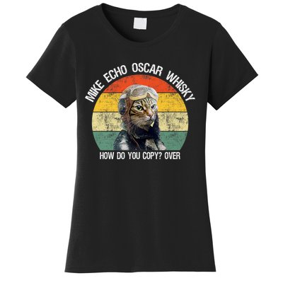 Funny Cat Pilot Mike Echo Oscar Whisky How Do You Copy Meow Women's T-Shirt