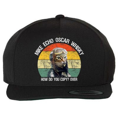 Funny Cat Pilot Mike Echo Oscar Whisky How Do You Copy Meow Wool Snapback Cap