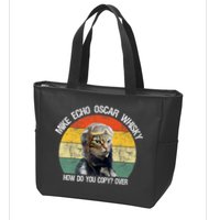 Funny Cat Pilot Mike Echo Oscar Whisky How Do You Copy Meow Zip Tote Bag