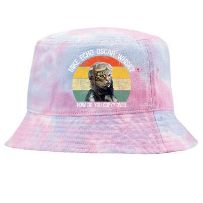 Funny Cat Pilot Mike Echo Oscar Whisky How Do You Copy Meow Tie-Dyed Bucket Hat