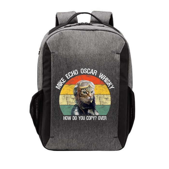 Funny Cat Pilot Mike Echo Oscar Whisky How Do You Copy Meow Vector Backpack