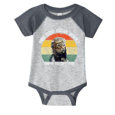 Funny Cat Pilot Mike Echo Oscar Whisky How Do You Copy Meow Infant Baby Jersey Bodysuit