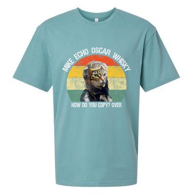 Funny Cat Pilot Mike Echo Oscar Whisky How Do You Copy Meow Sueded Cloud Jersey T-Shirt