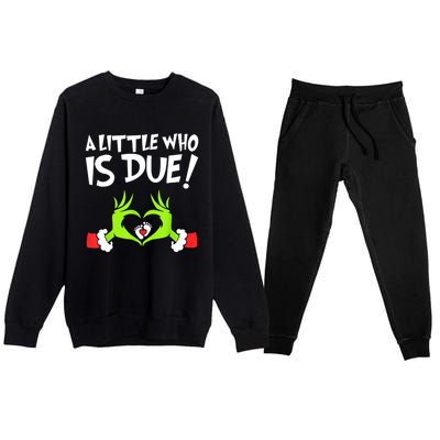 Funny Christmas Pregnancy A Little Who Is Due Xmas Gift Premium Crewneck Sweatsuit Set