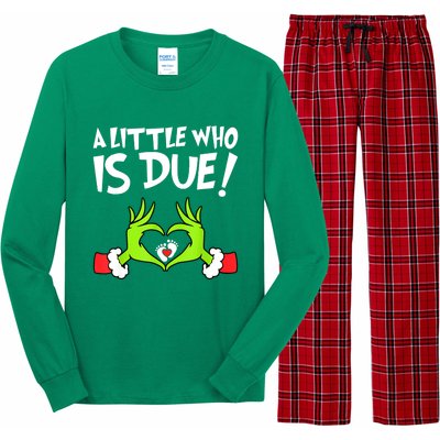 Funny Christmas Pregnancy A Little Who Is Due Xmas Gift Long Sleeve Pajama Set