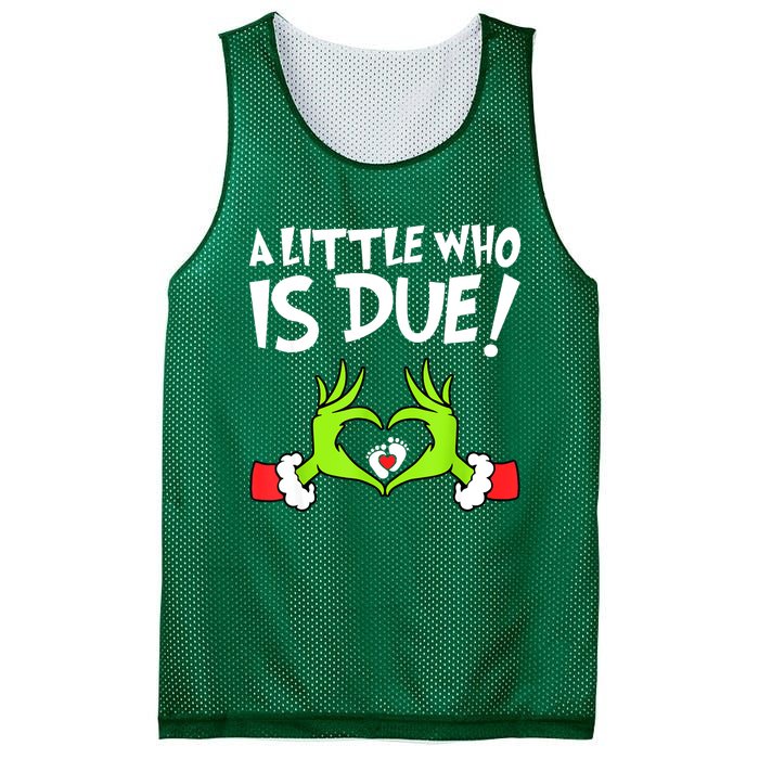 Funny Christmas Pregnancy A Little Who Is Due Xmas Gift Mesh Reversible Basketball Jersey Tank