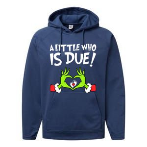 Funny Christmas Pregnancy A Little Who Is Due Xmas Gift Performance Fleece Hoodie