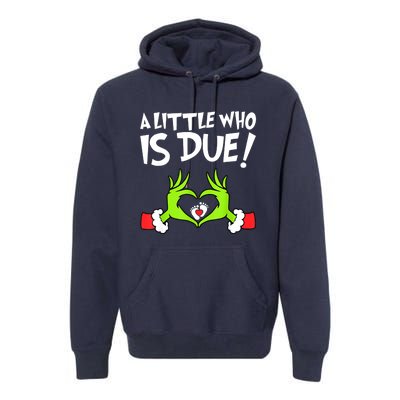 Funny Christmas Pregnancy A Little Who Is Due Xmas Gift Premium Hoodie