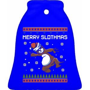 Funny Costume Pj Christmas Merry Slothmas Ugly Xmas Gift Ceramic Bell Ornament