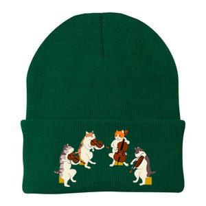 Fun Cats Playing Violin Cello Gift Music Cat Lover Knit Cap Winter Beanie