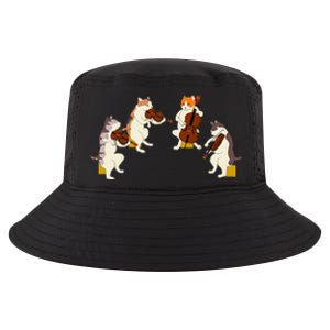 Fun Cats Playing Violin Cello Gift Music Cat Lover Cool Comfort Performance Bucket Hat