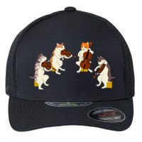 Fun Cats Playing Violin Cello Gift Music Cat Lover Flexfit Unipanel Trucker Cap