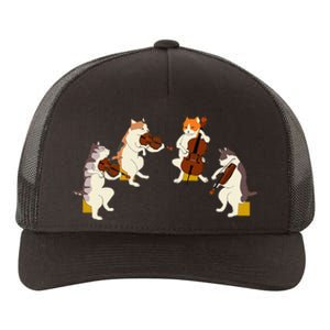 Fun Cats Playing Violin Cello Gift Music Cat Lover Yupoong Adult 5-Panel Trucker Hat