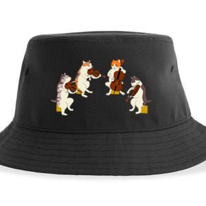 Fun Cats Playing Violin Cello Gift Music Cat Lover Sustainable Bucket Hat