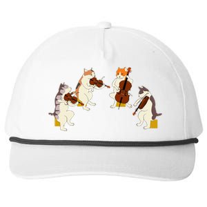 Fun Cats Playing Violin Cello Gift Music Cat Lover Snapback Five-Panel Rope Hat