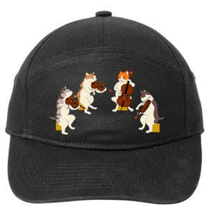 Fun Cats Playing Violin Cello Gift Music Cat Lover 7-Panel Snapback Hat