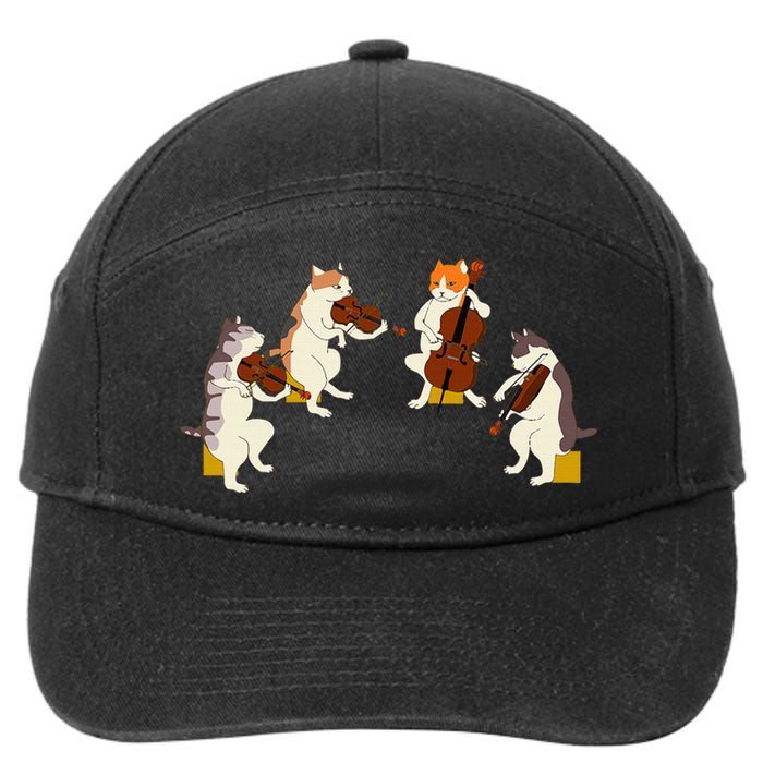 Fun Cats Playing Violin Cello Gift Music Cat Lover 7-Panel Snapback Hat