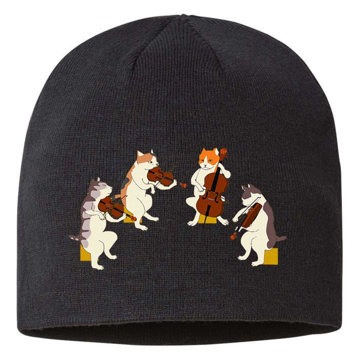 Fun Cats Playing Violin Cello Gift Music Cat Lover Sustainable Beanie