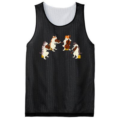 Fun Cats Playing Violin Cello Gift Music Cat Lover Mesh Reversible Basketball Jersey Tank