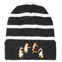 Fun Cats Playing Violin Cello Gift Music Cat Lover Striped Beanie with Solid Band