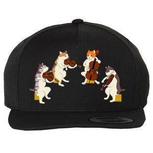 Fun Cats Playing Violin Cello Gift Music Cat Lover Wool Snapback Cap