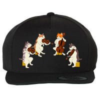 Fun Cats Playing Violin Cello Gift Music Cat Lover Wool Snapback Cap