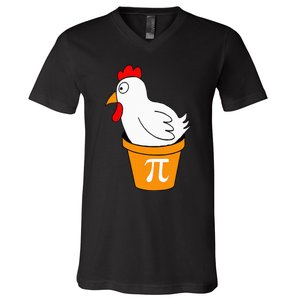 Funny Chicken Pot Pi Day Pie Math Lover Teacher Geek V-Neck T-Shirt