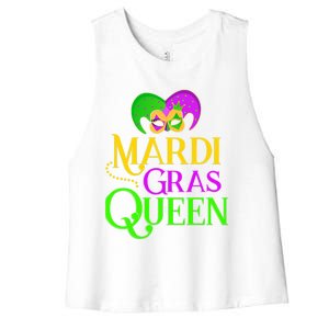 Funny Carnival Party Confetti Outfit Mardi Gras Queen Crow Gift Women's Racerback Cropped Tank