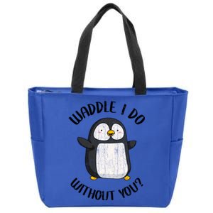 Funny Cute Penguins Design For Him Her Valentines Gift Zip Tote Bag