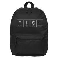 Fish Chemistry Periodic Table Funny Science Bass Fishing 16 in Basic Backpack