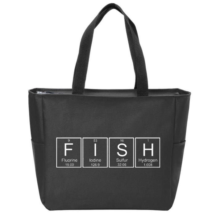 Fish Chemistry Periodic Table Funny Science Bass Fishing Zip Tote Bag