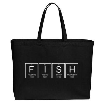 Fish Chemistry Periodic Table Funny Science Bass Fishing Cotton Canvas Jumbo Tote